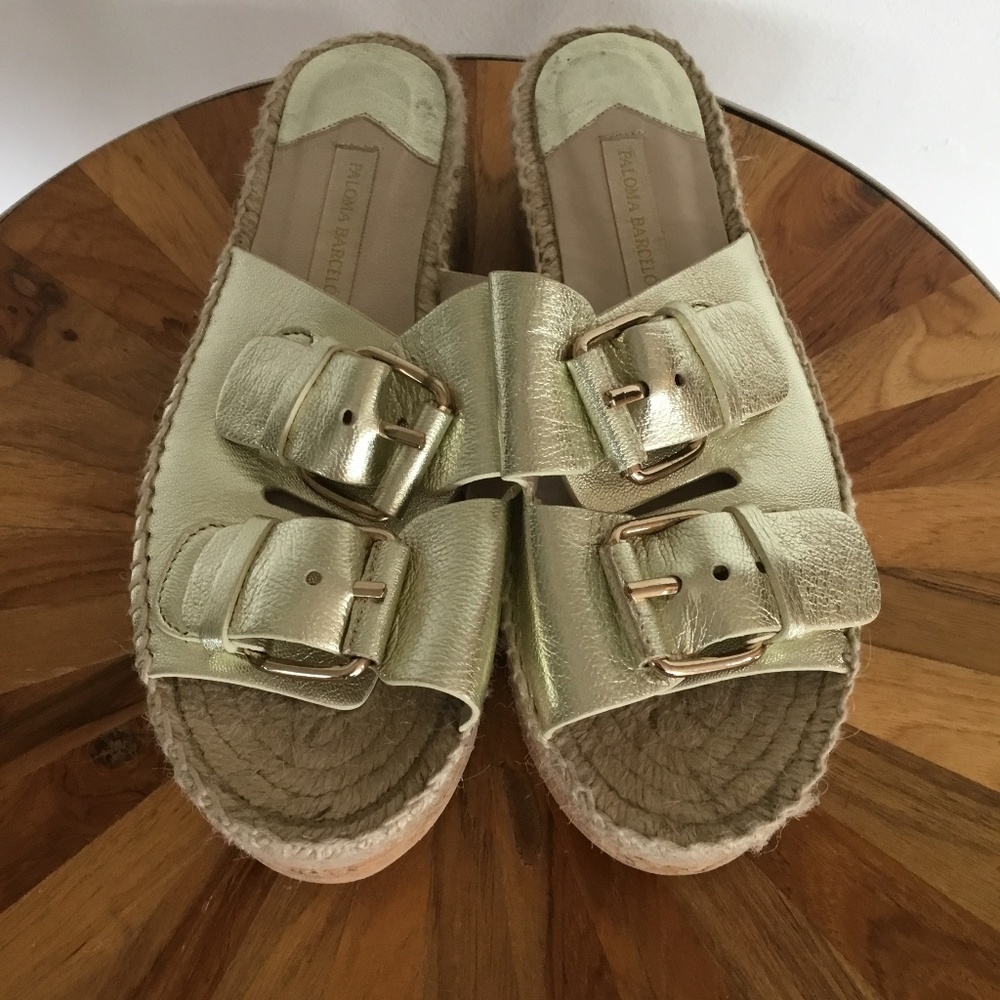 Metallic Espadrille cork sole sandals